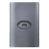 Conjunto Entrada USB Carregador Horizontal 4x2 - Novara Preto Grafite Total